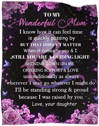 Personalized To My Wonderful Mom Blanket from Daughter Flower Flannel Throw Blankets for Couch Bedroom Sofa Warm Blanket Love Gift for Mother - Thegiftio