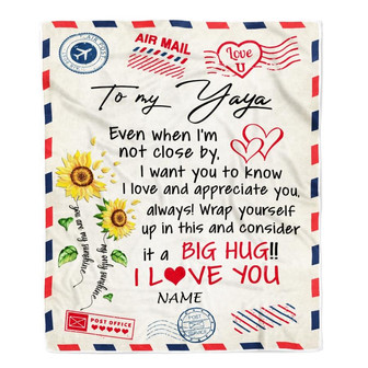 Personalized To My Yaya Blanket From Kids Love Big Hug Air Mail Letter Sunflower Yaya Birthday Mothers Day Christmas Customized Fleece Throw Blanket - Thegiftio UK