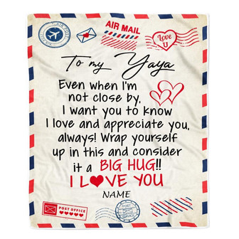Personalized To My Yaya Blanket From Kids I Love You Hugs Air Mail Letter Yaya Birthday Mothers Day Christmas Customized Fleece Blanket - Thegiftio UK