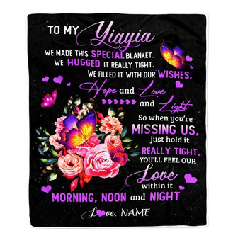 Personalized Yiayia Blanket From Grandkids Granddaughter We Made This Special Blanket Flower Yiayia Birthday Mothers Day Christmas Customized Fleece Blanket - Thegiftio
