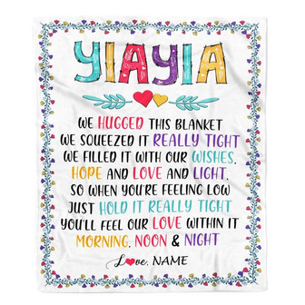 Personalized Yiayia Blanket From Grandkids We Hugged This Blanket Yiayia Birthday Mothers Day Christmas Customized Fleece Blanket - Thegiftio UK