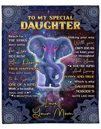 Personalzied MOM - To My Daughter- ELEPHANT Blanket Gift for Daughter Friend Family Home Decor Bedding Couch Sofa Soft - Thegiftio UK