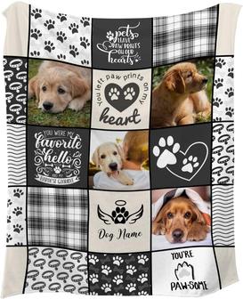 Pet Dog Memorial Gifts - in Loving Memory of Loss Dog Custom Blanket with Dog Pictures and Name - Thegiftio UK