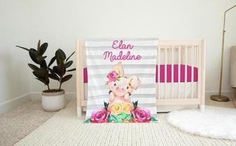 Pig Blanket, Pig Crib Bedding, Personalized Piglet Baby Blanket, Farm Animal Nursery Theme, Newborn Coming Home Blanket - Thegiftio UK