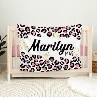 Pink Leopard Baby Blanket, Pink Leopard Print Baby Blanket - Thegiftio UK