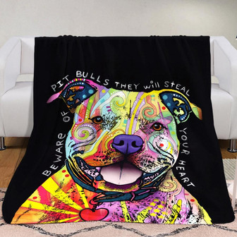 Pitbull Dog Fleece Blanket Throw Blanket Christmas Throw Blanket - Thegiftio UK
