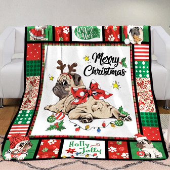 Pug Christmas Fleece Blanket Throw Blanket Christmas Throw Blanket - Thegiftio UK