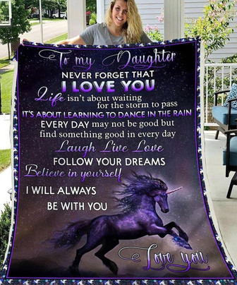 Purple Unicorn To My Daughter Laugh Live Love Blanket Gift For Daughter From Dad/Mom Birthday Gift Home Decor - Thegiftio UK