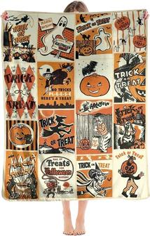 Retro Halloween Ghost Witch Halloween Decorations Throw Blankets - Thegiftio UK