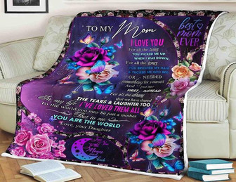 Rose Butterfly Blanket To My Mom In My Life I've Loved Them All Love Your Daughter, Gift For Mom Family Home Decor - Thegiftio UK