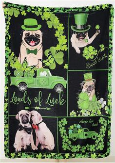 Saint Patrick's Day Blanket - Loads of luck - Dog Picture Blanket - Thegiftio UK