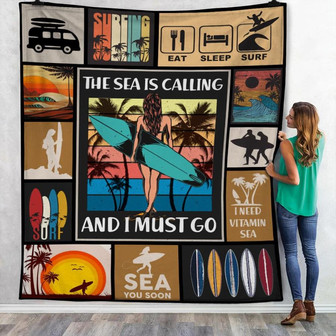 The Sea Is Calling I Must Go Fleece Blanket Throw Blanket Christmas Throw Blanket - Thegiftio