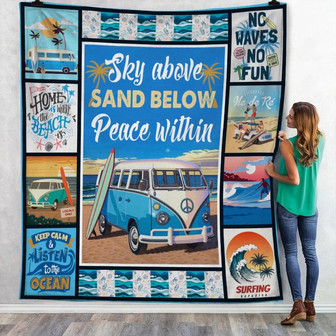 Sea Sky Above Sand Below Peace Within Fleece Blanket Throw Blanket Christmas Throw Blanket - Thegiftio UK