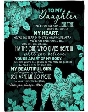 Sea Turtle Mandala To My Daughter From Mom You Make Me So Proud Fleece Blanket Home Decor Bedding Couch Sofa Soft - Thegiftio UK