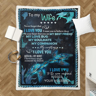 Sea Turtle To My Wife My Everything Blanket Gift For Wife From Husband Birthday Gift Home Decor Bedding Couch Sofa Soft - Thegiftio UK