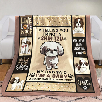 Shih Tzu Dog Dad Fleece Blanket Throw Blanket Christmas Throw Blanket - Thegiftio UK