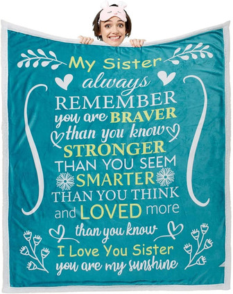 Sister Gifts Blanket- I Love You Sister Blanket, Birthday Gifts for Sister from Sister, Flannel Fleece Teal Throw Blanket - Thegiftio