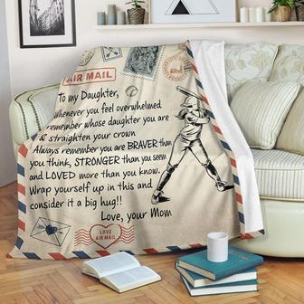 Softball To My Daughter Air Mail Blanket Gift For Daughter From Mom Birthday Gift Home Decor Bedding Couch Sofa Soft - Thegiftio UK