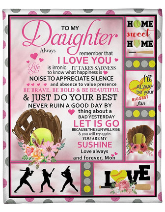 Softball To My Daughter Just Do Your Best Blanket Gift for Daughter From Mom Birthday Gift Home Decor Bedding Couch - Thegiftio UK