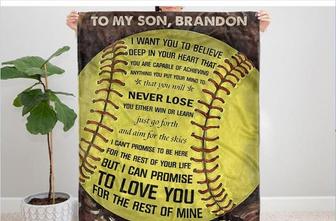 Softball To My Son/Daughter Never Lose Blanket Gift for Daughter/Son From Mom Birthday Gift Home Decor Bedding Couch - Thegiftio UK