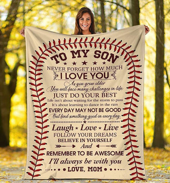 To My Son Baseball Blanket Gift from Mom Never Forget How Much I You As Grow Older Gift For Birthday Christmas - Thegiftio UK