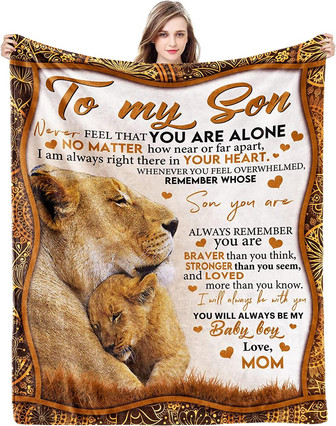 To My Son Flannel Blankets - Gifts from Mom for Son Birthday, Christmas - Lion Blanket - Thegiftio UK