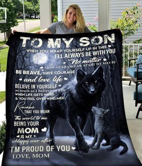 To My Son Fleece Blanket Christmas Gift from Grandma Grandpa Papa pop pop Lion Mom Christmas gift Family Gift For Grandson - Thegiftio UK