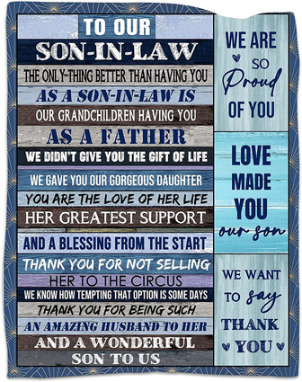 To Son in Law Gift Blanket Birthday Gift Ideal for Son-in-Law Throw from Mother in Law Blankets - Thegiftio UK