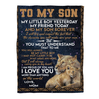 To My Son Lion Blanket Gift For Son From Mom Birthday Gift Home Decor Bedding Couch Sofa Soft And Comfy Cozy - Thegiftio UK