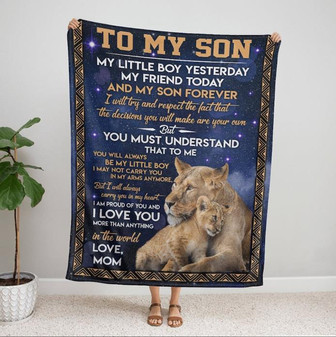 To My Son Special Mom Dad Gift For Your Daughter Son Blanket Fleece s To My Son My Daughter Lion Blanket Christmas Gift - Thegiftio