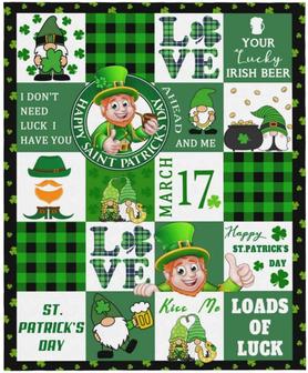 St. Patrick's Day Green Lucky Clover Throw Blanket - Thegiftio UK