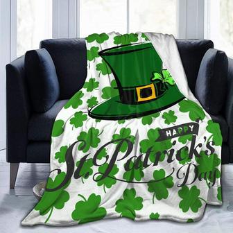 St Patrick's Day Shamrock Leprechaun Fleece Blanket - Thegiftio UK