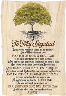 To My Stepdad Blanket - Family Tree Fleece Throw Blanket for Bonus Dad, Bonus Father, Gift for Birthday, Father's Day - Thegiftio UK