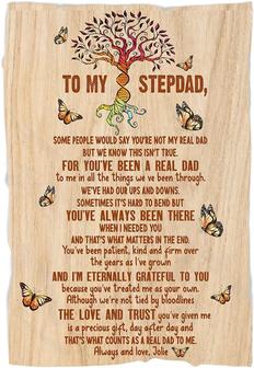 To My Stepdad Blanket - Custom Blanket for Stepfather| Thoughtful Gift for Stepfather from Stepdaughter Stepson Stepchild for Father's Day - Thegiftio UK