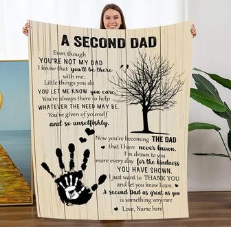 Stepdad Fathers' Day Blanket, Handprint Throw Blanket To Stepdad Gift From Daughter Son - Thegiftio UK