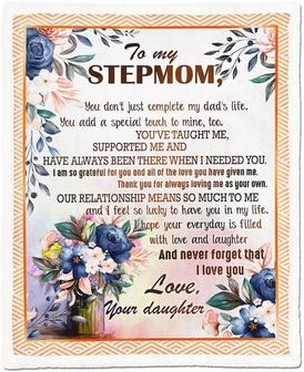 To Stepmom Fleece Blanket from Daughter Novelty Print Vase Floral Blanket for Mothers Day - Thegiftio UK