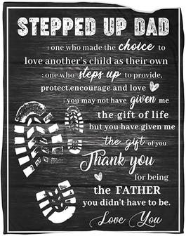 Stepped Up Dad Blanket to My Bonus Dad Father Daddy Throws Gifts for Fathers Day Birthday - Thegiftio UK