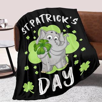 St.Patrick's Day Elephant Throw Blankets - Shamrock - Gift for St Patrick's Day - Thegiftio UK