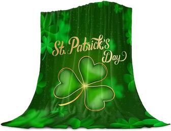 St.Patrick's Day Flannel Fleece Throw Blanket Lucky Shamrock Blanket - Thegiftio UK