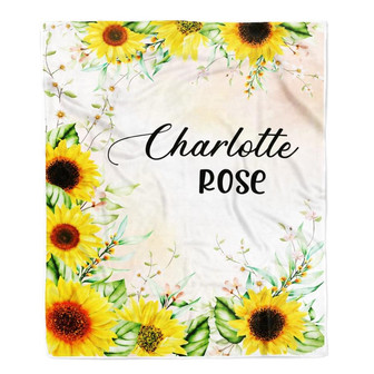 Sunflower Baby Customized Blanket For Daughter Granddaughter Niece Birthday Fleece Blanket - Thegiftio UK