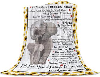 Sunflower Blanket - Elephant Blanket - Sunflower Mothers Day Elephant Throw Blankets Blanket Gifts for Mom from Daughter - Thegiftio UK
