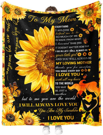Sunflower Blanket for Mom - Mom Blanket from Daughter Throw Blanket to My Mom Cozy Lightweight Fleece Blanket - Thegiftio UK