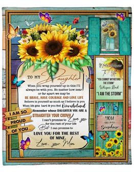 Sunflower To My Daughter Gift Be Brave Have Courage And Love Life Fleece Blanket From Mom Birthday Gift Home Decor - Thegiftio UK