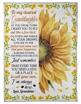 Sunflower To My Dearest Granddaughter I Want You To Fly Out Like A Free Bird Gift From Grandma Fleece Blanket - Thegiftio UK