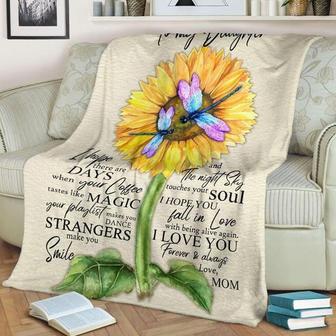 Sunflower And Dragonfly to My Daughter I Love You Blanket Gift For Daughter From Mom Birthday Gift Home Decor - Thegiftio UK