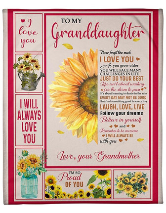 Sunflower To My Granddaughter I Will Always Love You Gift From Grandmother Fleece Blanket Gift For Christmas - Thegiftio UK