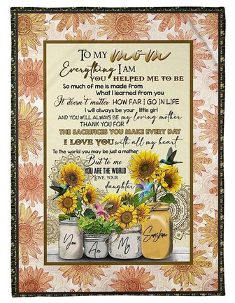 Sunflower To My Mom Fleece Blanket, I Love You With All My Heart, Gift For Mom from Son Birthday Gift Home Decor - Thegiftio UK