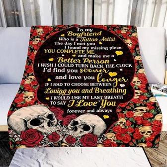 Tattoo To My Boyfriend I Love You Forever And Always Throw Fleece Blanket Gift For Christmas - Thegiftio UK