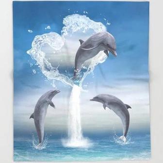 Giftster To My Children The Heart Of The Dolphins Playing Together Family Fleece Blanket Gift For Kids Birthday Gift - Thegiftio UK