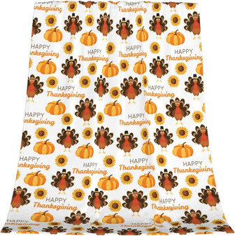 Thanksgiving Turkey Throw Blanket, Thanksgiving Flannel Blankets for Couch, Bed, Sofa Blankets for All Seasons - Thegiftio UK